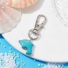 Dolphin Synthetic Turquoise Pendant Decorations HJEW-JM01505-02-3