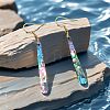 Acrylic Imitation Abalone Shell Long Bar with Alloy Hook Dangle Earrings WG65F43-01-4
