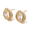 Brass Micro Pave Cubic Zirconia Stud Earrings EJEW-G471-05G-01-4