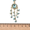 Boho Brass Resin Blue Evil Eye Pendant Necklaces with Dyed Natural Howlite Chip Tassel NJEW-L014-01G-5