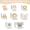 WADORN 8Pcs 8 Style Butterfly Flower Heart Scarf Buckle Ring AJEW-WR0002-12-2