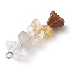 Gradient Color Natural Quartz Crystal & Natural Citrine & Natural Rutilated Quartz & Natural Tiger Eye Chip Beaded Pendants PALLOY-JF02790-08-4