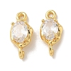 Brass Clear Cubic Zirconia Connector Charms KK-R210-15G-1