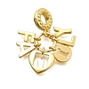 Brass Clear Cubic Zirconia Word FAMILY Heart European Dangle Charms X-KK-C087-14G-1