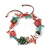 Christmas Handmade Lampwork Braided Bead Bracelets BJEW-TA00765-01-3