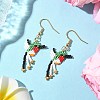 304 Stainless Steel MIYUKI Glass Seed Beads Bird Dangle Earrings EJEW-MZ00555-04-1