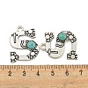 Synthetic Turquoise & Alloy Pendants PALLOY-H146-01AS-S-3