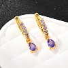 Brass Micro Pave Cubic Zirconia Hoop Dangle Earrings KK-Z166-13G-01-3