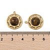 304 Stainless Steel Pave Natural Tiger Eye Pendants STAS-P380-21G-02-3