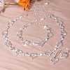 Heart Alloy Crystal Rhinestone Link Chain Necklace & Hoop Earring & Bracelets Sets FS-WG0CDC6-01-1-2