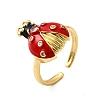 Brass Enemel Micro Pave Clear Cubic Zirconia Open Cuff Rings for Women RJEW-I111-05G-03-4
