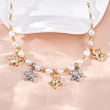 Brass Micro Pave Clear Cubic Zirconia Beaded Necklaces NJEW-Z059-05PG-02-5