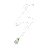 Raw Natural Green Fluorite Nuggets with Flower Wire Wrapped Pendant 304 Stainless Steel Cable Chain Necklaces NJEW-TA00268-3