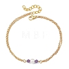 White Round Shell Pearl & Natural Amethyst Beads Anklets AJEW-AN00835-01-3