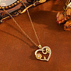 Brass Pave Clear and Pink Cubic Zirconia Heart with Elephant Pendant 304 Stainless Steel Cable Chain Necklaces for Women WGA7C59-01-1