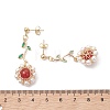 Flower 304 Stainless Steel Cubic Zirconia Dangle Stud Earrings EJEW-TA00800-03-4