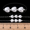 304 Stainless Steel Round Bead & ABS Plastic Pearl Heart Bead Cable Chains CHS-G048-07P-2