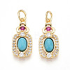 Synthetic Turquoise Rectangle with Flower Pendants KK-N258-16G-1