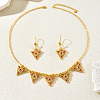 Vintage Brass Micro Pave Cubic Zirconia Triangle Pendant Necklace & Dangle Earring Set for Women SS2880-5