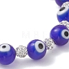 Handmade Evil Eye Lampwork Round Beads Stretch Bracelets for Women BJEW-JB13381-4