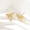 Brass Micro Pave Clear Cubic Zirconia Stud Earrings EJEW-A128-01G-5