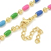 Brass Enamel Column Link Chain Necklaces NJEW-H039-10B-02G-1