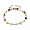 Brass Enamel Butterfly Link  Bracelets BJEW-JB05812-1