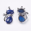 Natural Lapis Lazuli Kitten Pendants X-G-G713-B14-2