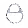 304 Stainless Steel Oval Open Cuff Ring RJEW-T023-91P-2