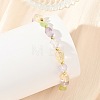 Natural Multi Color Quartz & Brass Nuggets Beaded Bracelets BJEW-JB14230-2