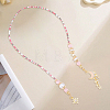 1Pc Alloy & Resin & Glass Seed Bead & Rhinestone Moon Star Beaded Chain Bookmarks AJEW-BM0001-40-7
