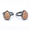 Electroplate Natural Druzy Quartz Crystal Finger Rings RJEW-I055-06B-RS-1