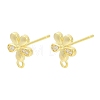 Brass Micro Pave Clear Cubic Zirconia Stud Earring Findings LS-KK-Z099-01G-02-1
