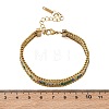 304 Stainless Steel & Glass Wheat Chain Double Layers Bracelets for Women BJEW-F540-08G-04-5