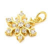 Snowflake Real 18K Gold Plated Rack Plating Brass Micro Pave Cubic Zirconia Pendants Charms KK-S396-11B-2