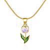 Tulip Alloy Enamel Pendant Necklaces FS-WGE671B-05-2