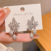 Brass Clear Cubic Zirconia Dangle Stud Earrings FS-WGF4301-02-1