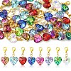 40Pcs 8 Colors Heart Glass Pendant Decorations HJEW-YW00402-1