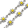 304 Stainless Steel Flower Link Chain Necklace with Enamel NJEW-E098-01P-2
