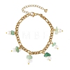 Natural Gemstone Chip and Shell Pearl Beads Tassel 304 Stainless Steel Figaro Chain Bracelets BJEW-JB14346-4