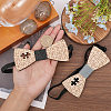 CHGCRAFT 2Pcs 2 Colors Adjustable Wood Puzzle Pattern Bow Ties AJEW-CA0003-99-3