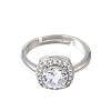 Brass Micro Pave Clear Cubic Zirconia Cuff Open Rings CU-CBA5C10-12P-4