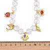 Ocean Brass Enamel Sea Animals Pendant ABS Imitation Pearl Shell Shaped Beaded Necklaces KK-CBA4547-01G-4