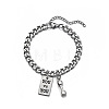 YOU vs YOU Rectangle Tag & Dumbbell 201 Stainless Steel Charm Bracelets FS-WG06958-01-2