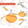 Baseball Acrylic & Wood Pendant Decorations HJEW-YW00012-02-1