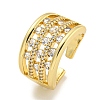 Rack Plating Three Row Brass Micro Pave Cubic Zirconia Open Cuff Ring RJEW-C082-03G-1