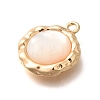 Brass Pave Natural White Shell Pendants KK-B127-10G-2