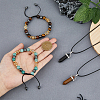 FIBLOOM Natural Mixed Gemstone Bullet Pendant Necklaces & Braided Bead Bracelet SJEW-FI0001-12-3