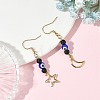 Handmade Evil Eye Lampwork and Natural Lava Rock Dangle Earrings EJEW-JE07451-01-1