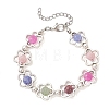 Flower Tibetan Style Alloy & Natural Tourmaline Beads Link Chain Bracelets for Women BJEW-JB12724-2